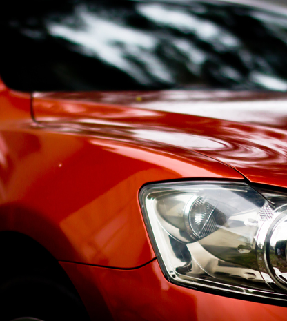 Shiny exterior of red car